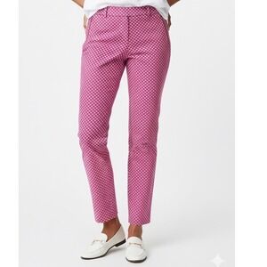 Talbots Pink Print Heritage‎ Ankle Pants Side Zip 12 Resortwear Cotton Spandex